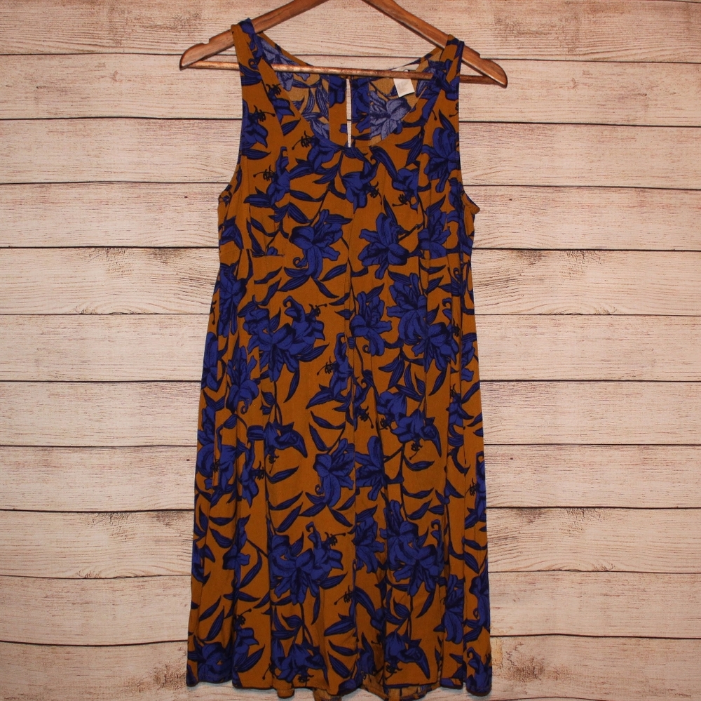 H&M Floral Dress in Mustard and Blue